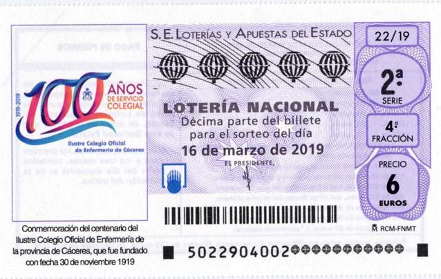 Cupón lotería nacional
